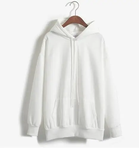 white hoodies Простая толстовка с капюшоном, милый розовый Kawaii Poleron Mujer,, зимняя однотонная Толстовка кенгуру с карманом, темно-синий светильник, Женская толстовка с капюшоном - Цвет: white hoodies