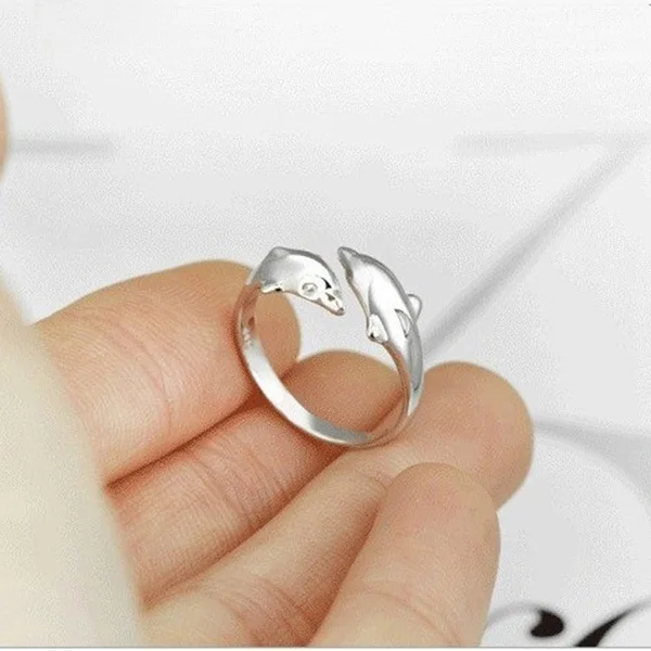 Прекрасный двойной Дельфин открытие регулируемое кольцо Свадебная вечеринка