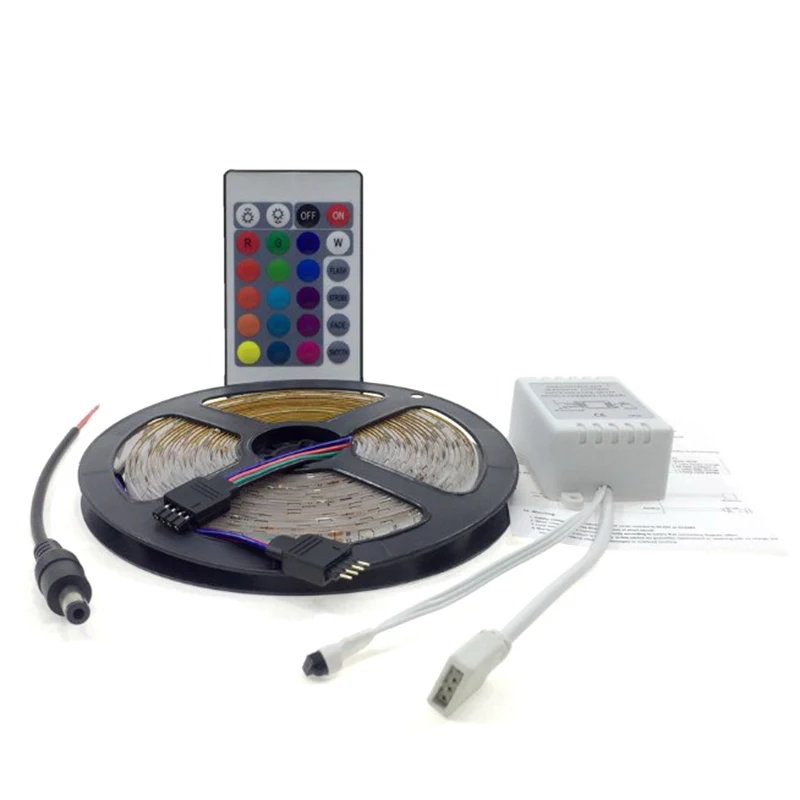 Один комплект 5 м 3528 SMD RGB 600 светодиодный s светильник 24Key IR пульт дистанционного