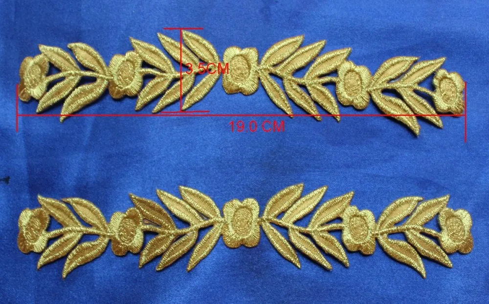 YACKALASI 10 шт./лот 3d Цветочные аппликации с вышивкой золотом 3 5*19 см|floral applique|iron appliquegold