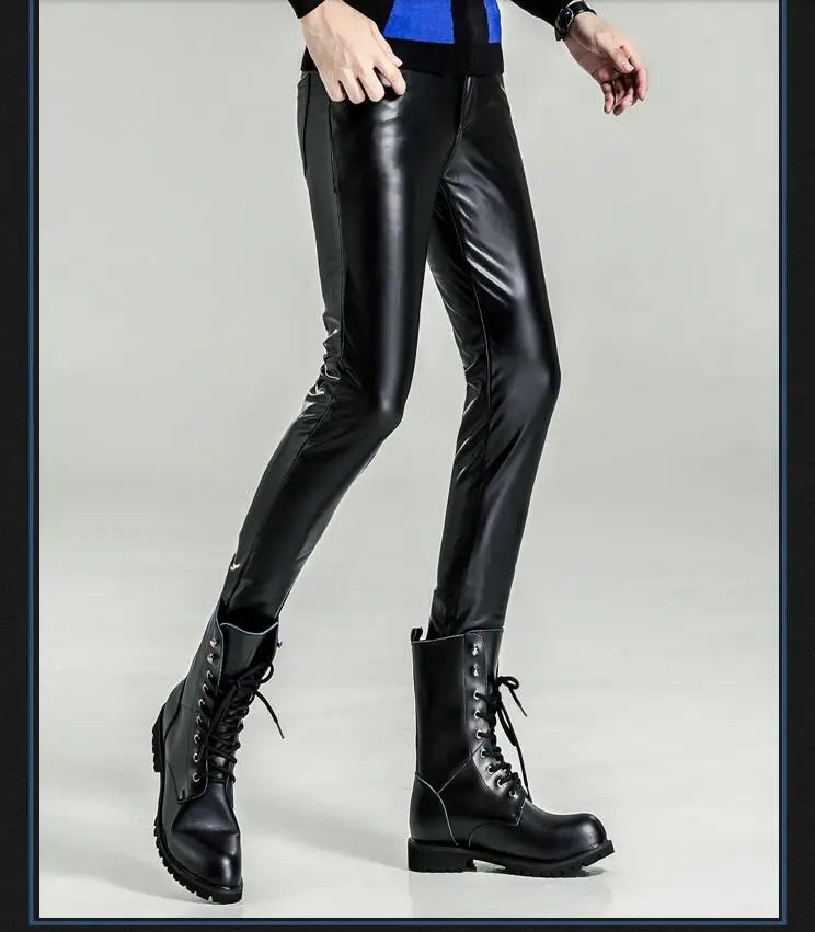 Мужские Кожаные Мотоциклетные штаны тонкие кожаные стильные брюки из