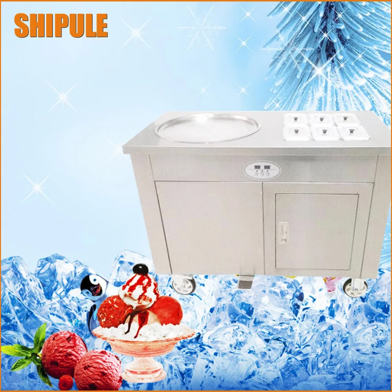 Один сковорода двойной компрессор жареное мороженое машина нержавеющая сталь