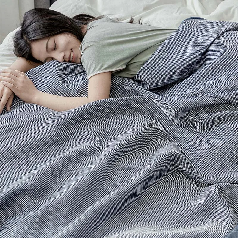 Soft Premium Cotton Thermal Throw Blanket Cozy Bedding Coverlet- Perfect for Layering any Bed Sofa Car Lightweight Breathable