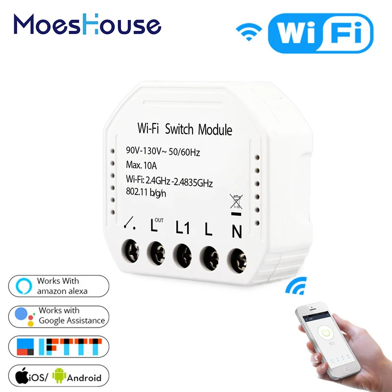 Wifi умный выключатель света Diy модуль 90 в-130 в умная жизнь/Tuya приложение