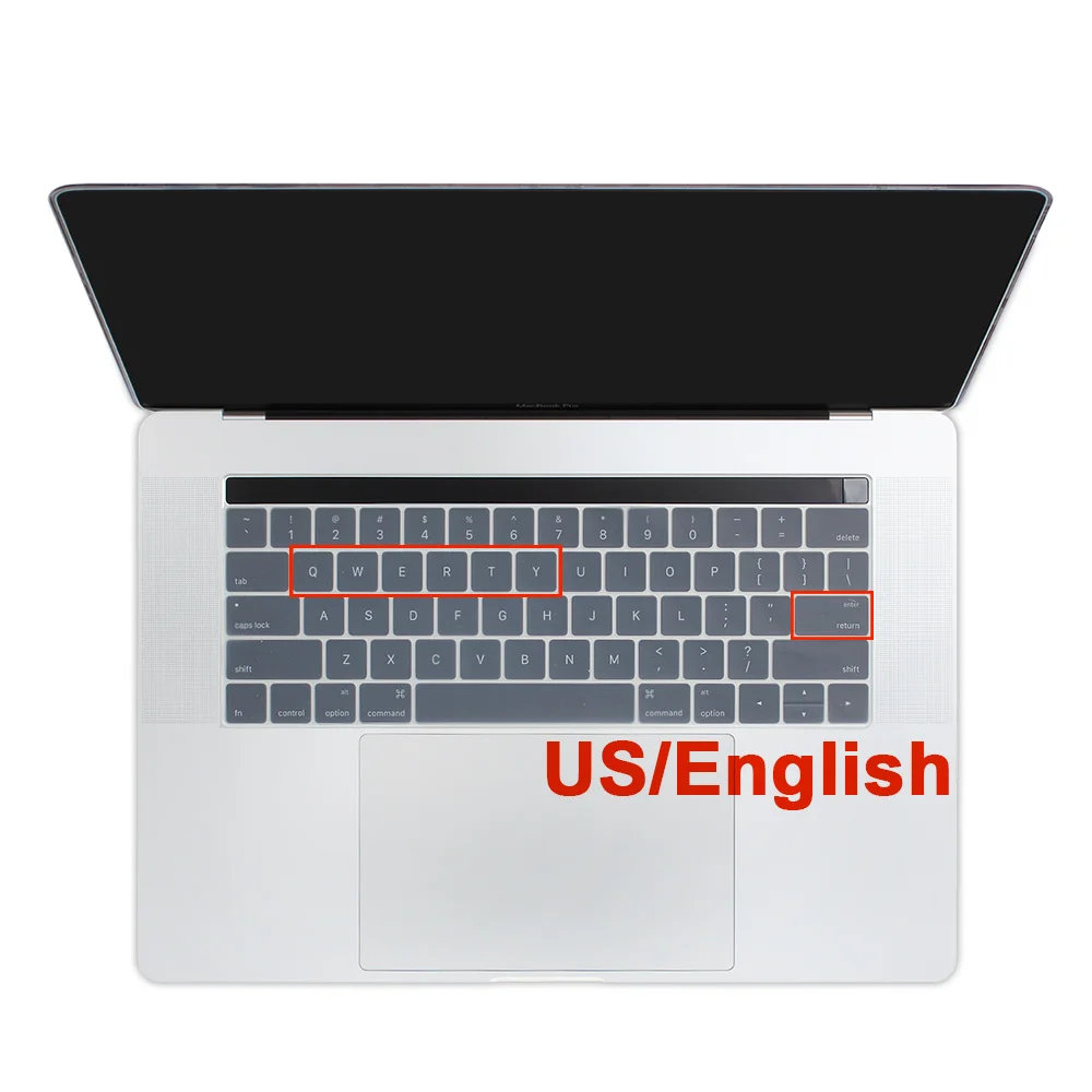 Transparent Для Macbook Pro 13 15 13,3 15,6 Сенсорная панель A1706 A1707 A1989 A1990 A2159 английская Клавиатура США защитная накладка - Цвет: Transparent