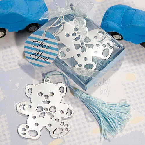 Lindo oso marcap&aacute;ginas con Mini tarjetas de felicitaci&oacute;n borla suministros de boda colgante regalos-1