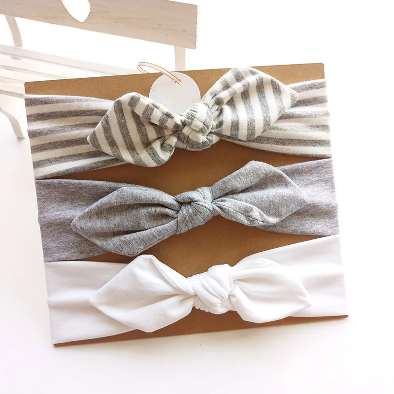 3 шт./компл. с милыми заячьими ушками для детей, повязка на голову, повязка для малышей хлопковые детские заколки для волос Hairband кружевное платье с цветочным рисунком детская лента для волос для девочек, женские аксессуары для волос