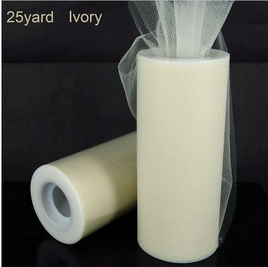 Ivory 25 yard FENGRISE ткани 100 Двор 15 см DIY Тюль ролл Катушка Туту Одежда трикотажная ткань для Свадебный декор швейные для вечеринки, дня рождения поставок событий ткани ткань для платья свадебный декор свадебные украшения - Цвет: Ivory 25 yard