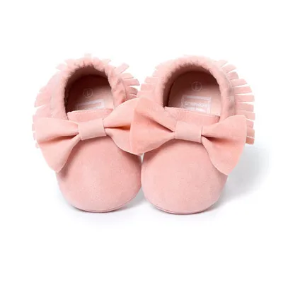pink bow Горячая Распродажа кожаная бахрома PU мягкой подошвой newnborn для маленьких мальчиков и девочек mocassion обувь для новорожденных с нескользящей подошвой на шнуровке детские туфли для новорожденных - Цвет: pink bow