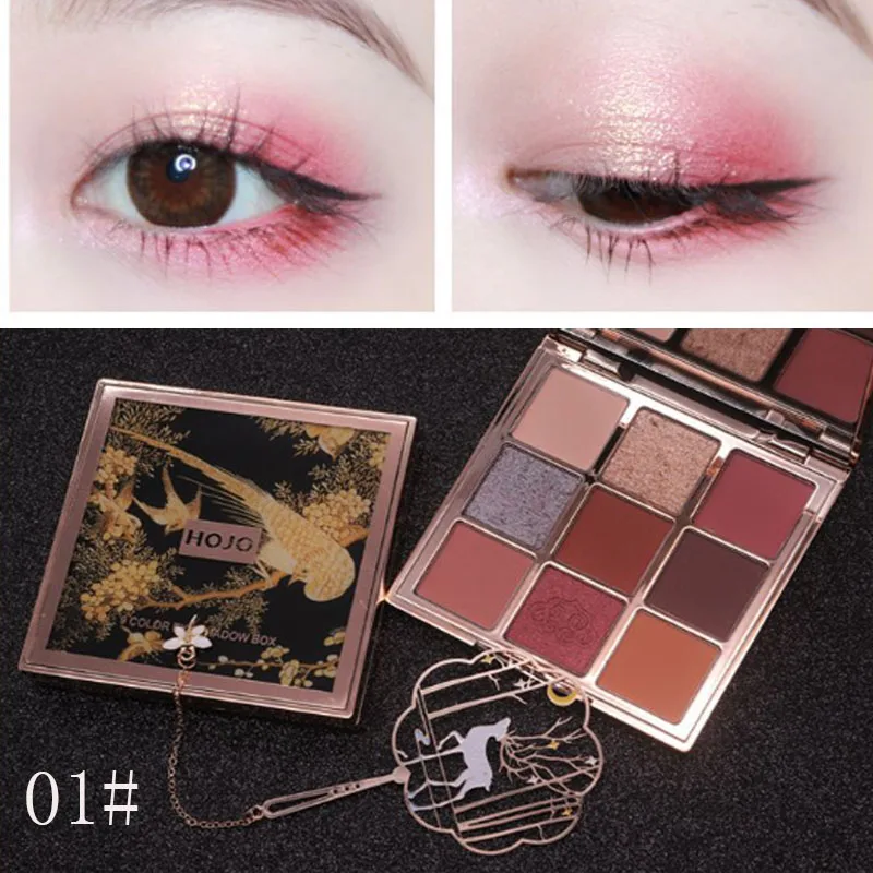 01 HOJO shimmer матовые тени для век 9 цветов Тыква фиолетовый пигмент телесного цвета водонепроницаемые долговечные алмазные блестящие тени для век порошок BN148 - Цвет: 01