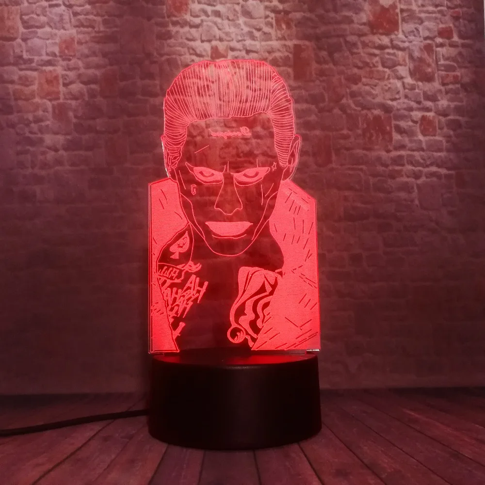 DC Hero крутой отряд самоубийц клоун Джокер 3D LED 7 цветов изменение ночник фигурка