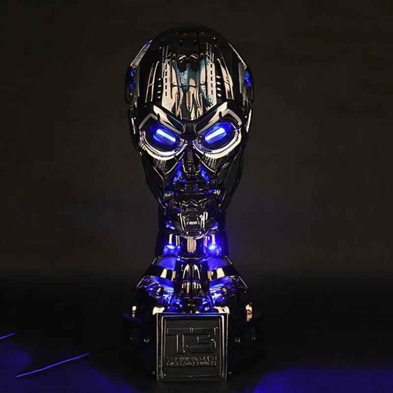 1:1 GK T3 TX череп Терминатор смолы эндоскелет Гальваническое бюст с светодиодный светильник фигурка модель игрушки L1575