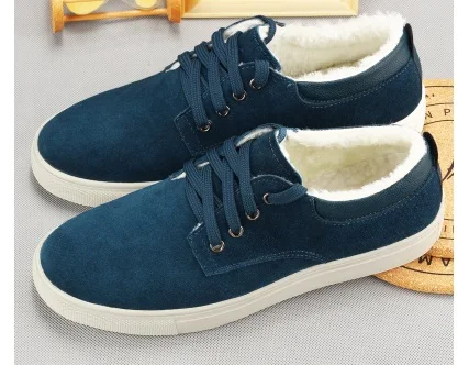 blue add fur Мужские дешевые дизайнерские туфли на шнуровке из коровьей замши; большие размеры 38-48; дышащие повседневные лоферы на платформе; зимние лоферы на верблюжьем меху - Цвет: blue add fur