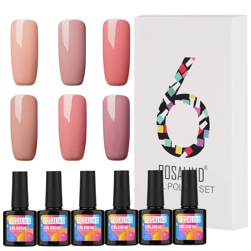 6 шт./лот ROSALIND 10 мл Набор лаков для ногтей Набор лаков для маникюра Vernis полуперманентные чистые цвета впитывающие ногти искусство - Цвет: RBTC607