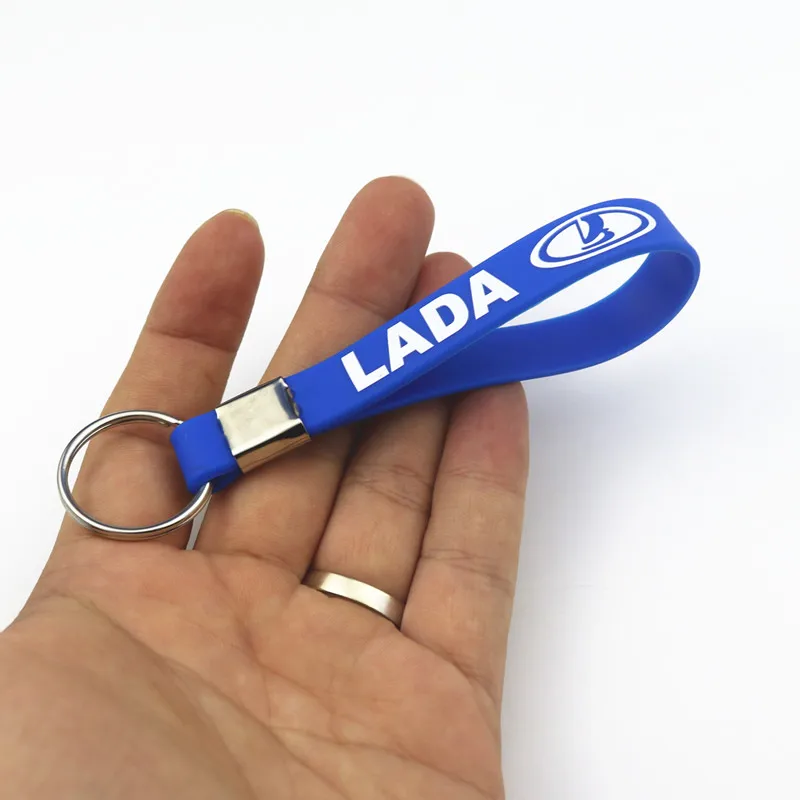 Luminous Silicone Emblem Badge Car Key for Lada Niva Kalina Priora Granta Largus Vaz Samara Key Chain Ring Car Styling