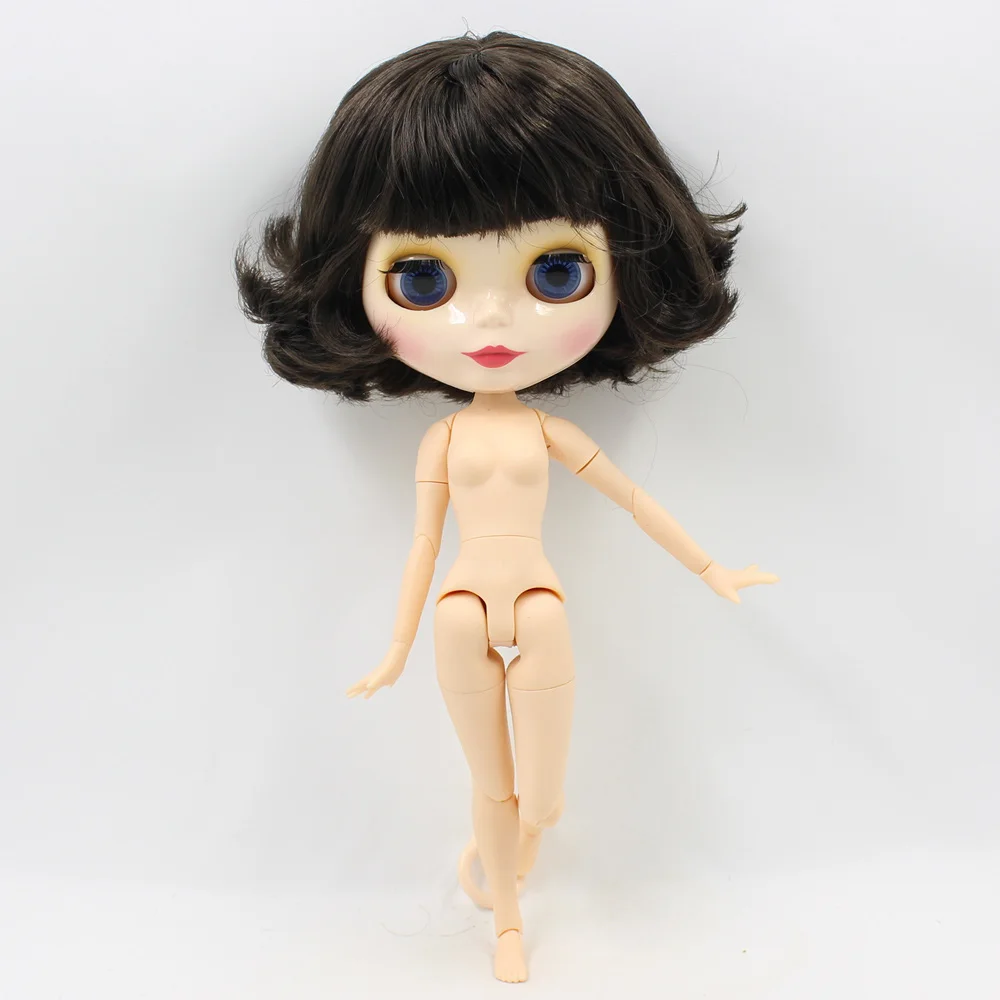 Кукла Blyth с белой кожей 1/6 черные короткие волосы голова Bobo шарнирное тело