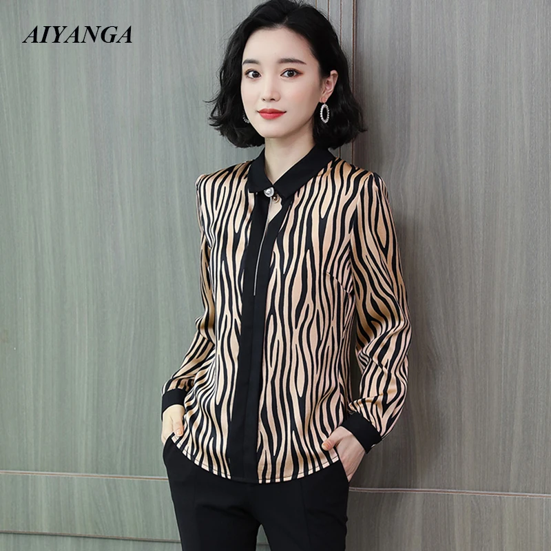 OL Chiffon Striped Blouses For Women 2019 Elegant Ladies Shirts Long Sleeve Spring Womens Tops and Blouses Office Lady