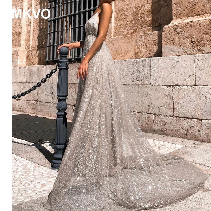 Золотое и Серебряное Сексуальное Платье макси с v образным вырезом на бретельках