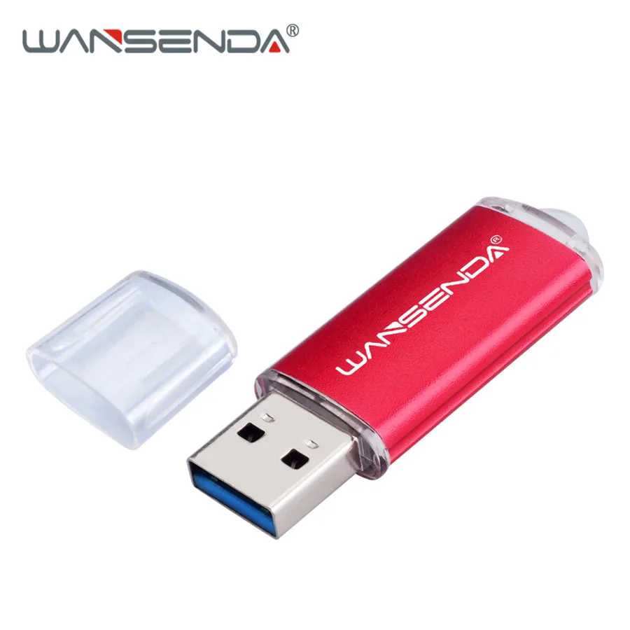 WANSENDA, USB 3,0, USB флеш-накопитель, металлическая ручка, 256 ГБ, 128 ГБ, 64 ГБ, 32 ГБ, 16 ГБ, 8 ГБ, внешний накопитель, флешка, Usb флешка, диск памяти - Цвет: Красный