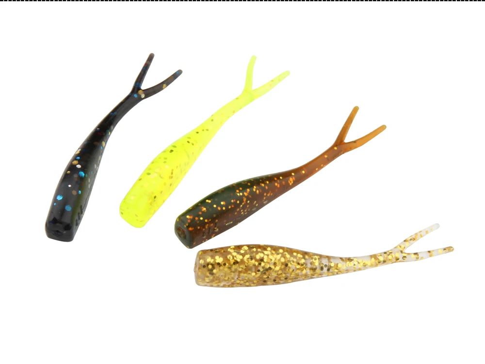 SPINPOLER 60 шт./лот Powerbait 5 см 1 г раздельный Хвост мягкие пластиковые рыболовные приманки бас Барра Flathead 4 цвета мягкие приманки оптом