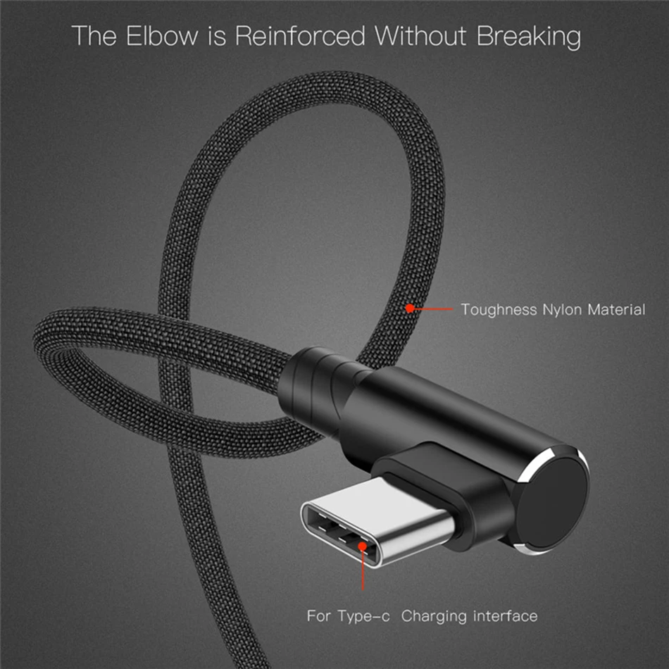 Тип usb C кабель 90 градусов игровой Kable Android быстрой зарядки USB-C строка данных для