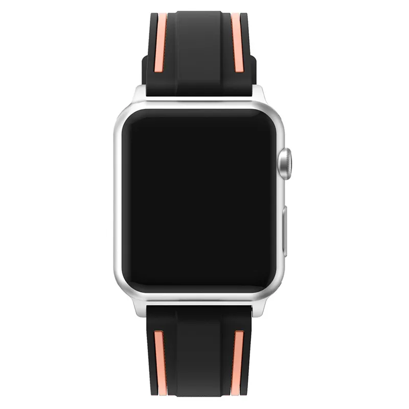 Смешанный полосатый цветной спортивный ремешок для Apple Watch 38 мм 42 мм мягкий силиконовый ремень Сменные часы полосы для iwatch серии 3/2/1