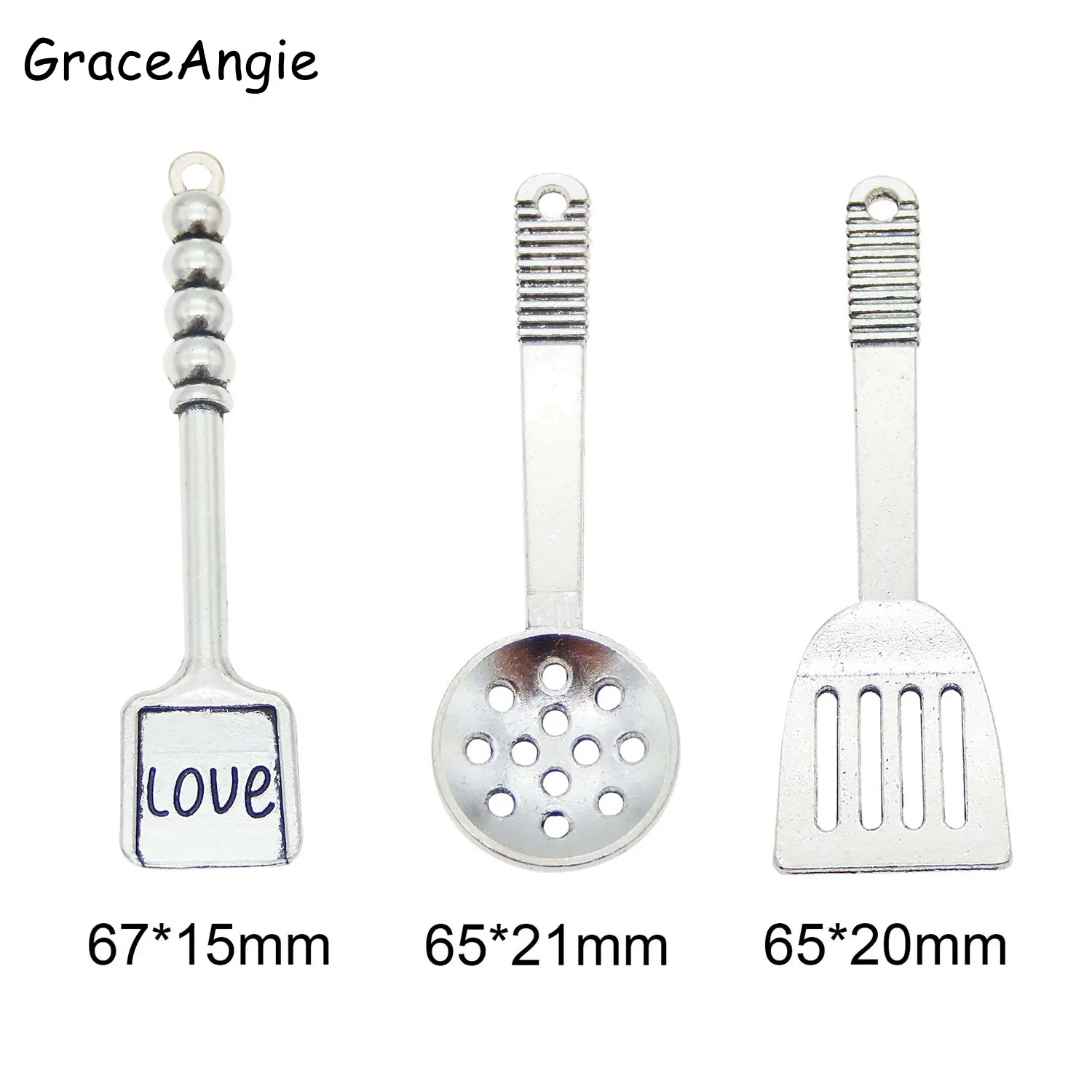 3 шт. смешанные кухонные инструменты подвеска с надписью Love шармы ручной работы