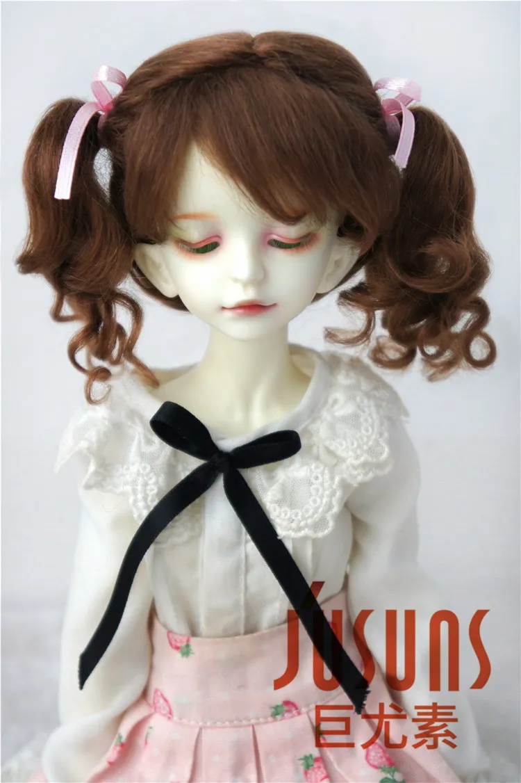 7-8inch Light Brown JD428 1/8 1/6 1/4 милые два пони мохер куклы парики Размер 5-6 дюймов 6-7 дюймов 7-8 дюймов, парик для куклы Модные аксессуары для кукол - Цвет: 7-8inch Light Brown