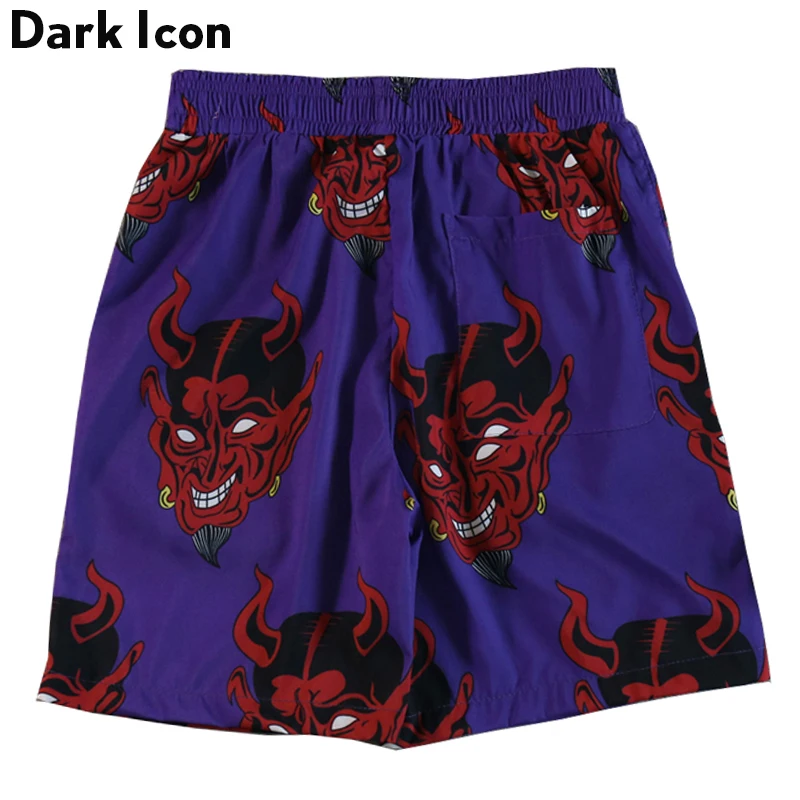 Шорты мужские пляжные с эластичным поясом принтом Dark Icon розовые фиолетовые лето