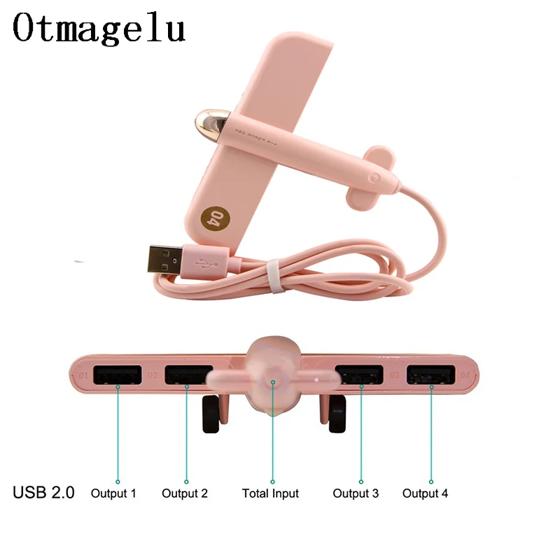 USB 2,0 концентратор 4 порта самолет образный USB концентратор расширитель usb Тип зарядное устройство-разветвитель адаптер для ПК ноутбук телефон компьютерные аксессуары