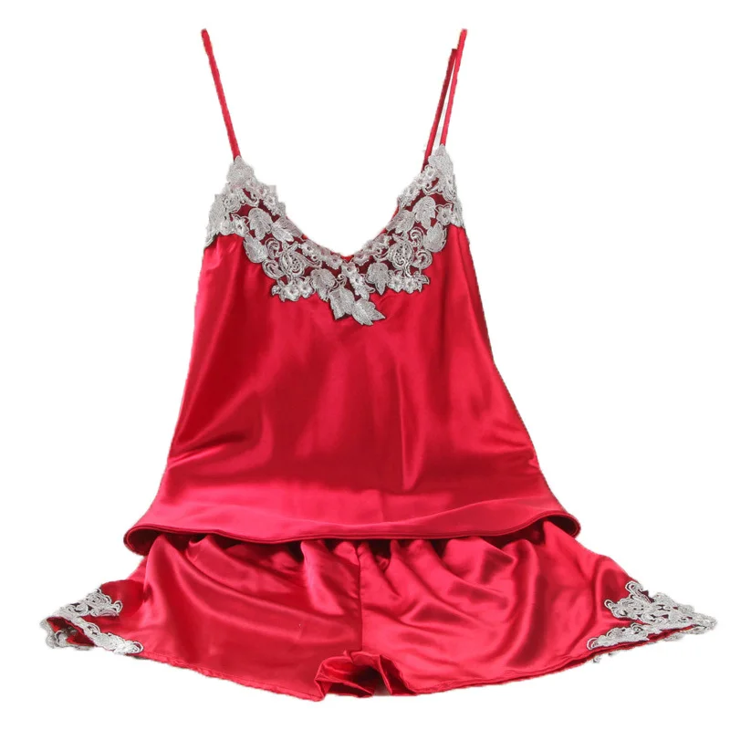 Роскошный женский кружевной атласный костюм из двух предметов с вышивкой и