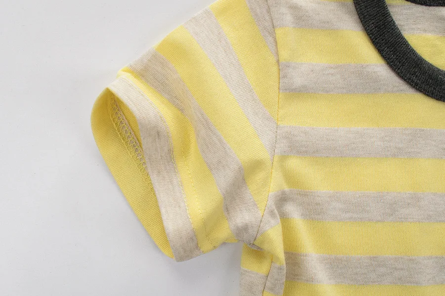 Детская летняя одежда футболка для маленьких мальчиков хлопковая в полоску с