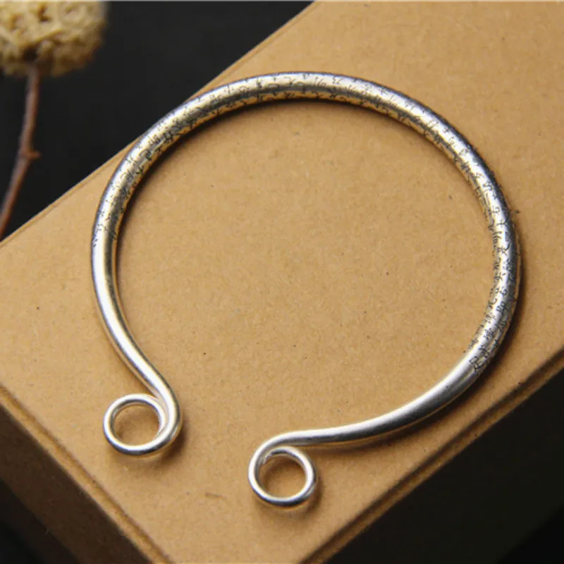 

Adjustable 990 Silver Bangles Charm Bracelet & Bangle for Lovers Tight Hoop Bangle Jewelry Accessories