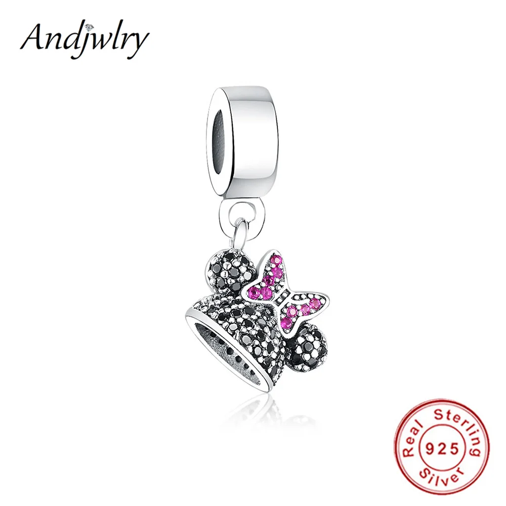 Ajw0409 Fit Pandora шармы 925 пробы серебро браслет бусины Микки, Минни шармы мультфильм бусины для изготовления ювелирных изделий Berloque - Цвет: Ajw0409