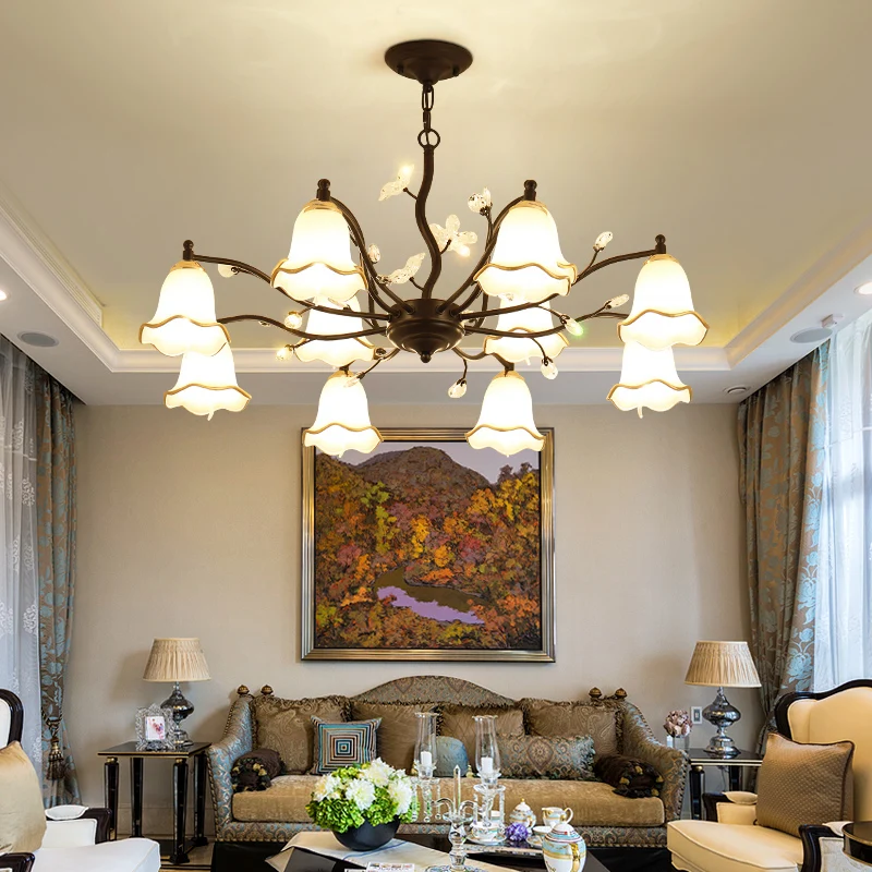 Американская люстра простая сельская лампа для гостиной светодиодный