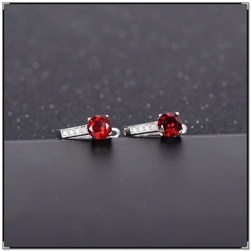 Мода Красный Гранат обруч серьги нержавеющая сталь 5 мм * природный гранат Лидер