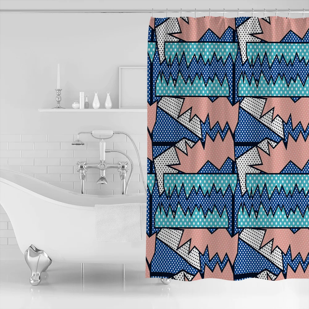 Arts Dots Point Triangle Geometric Shower Curtain Decorative Fabric Bath Products Bathroom Decor with Hooks | Дом и сад