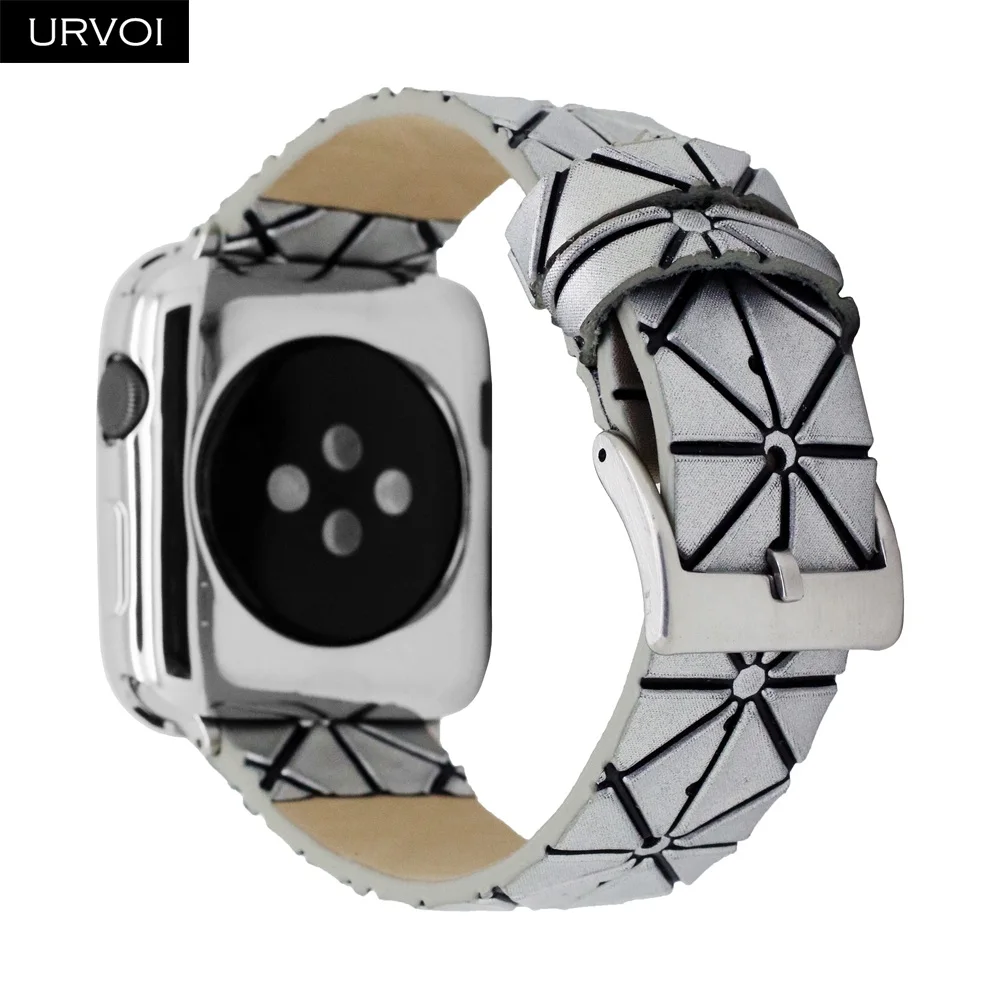 URVOI ремешок для apple watch серии 4 3 2 1 Искусственная кожа ремешок для iwatch ремень геометрическим узором современный дизайн 38/ 40/42/44 мм