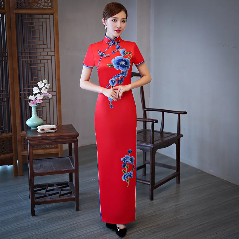 

Green Chinese Traditional Women Rayon Qipao Vintage Cheongsam Novelty Chinese Formal Dress Plus Size M L XL XXL 3XL 4XL 5XL