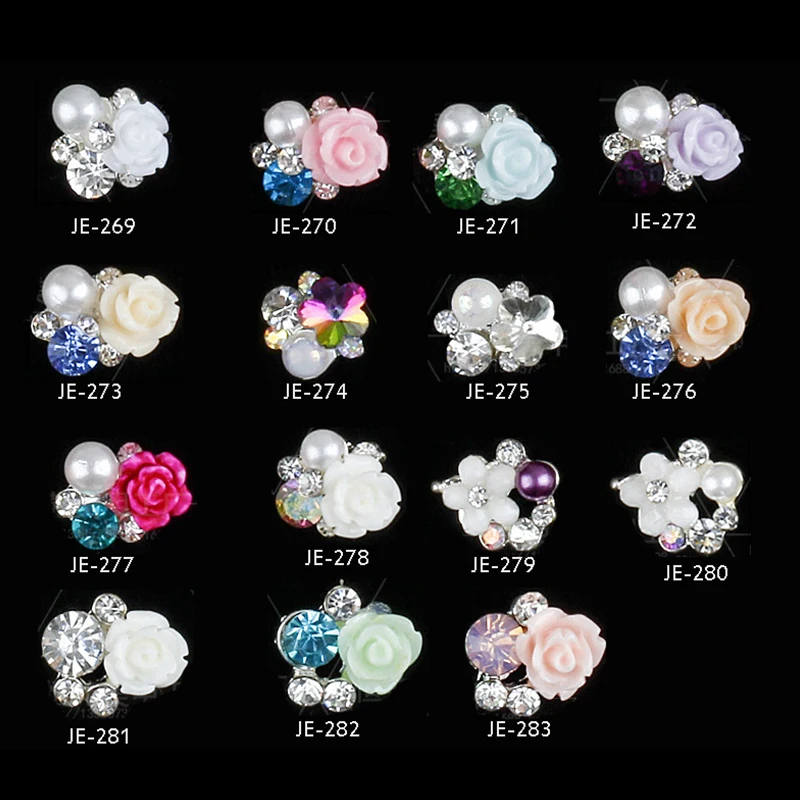 10 шт./лот 15 стилей на выбор Большой жемчуг для ногтей цветы из смолы стразы