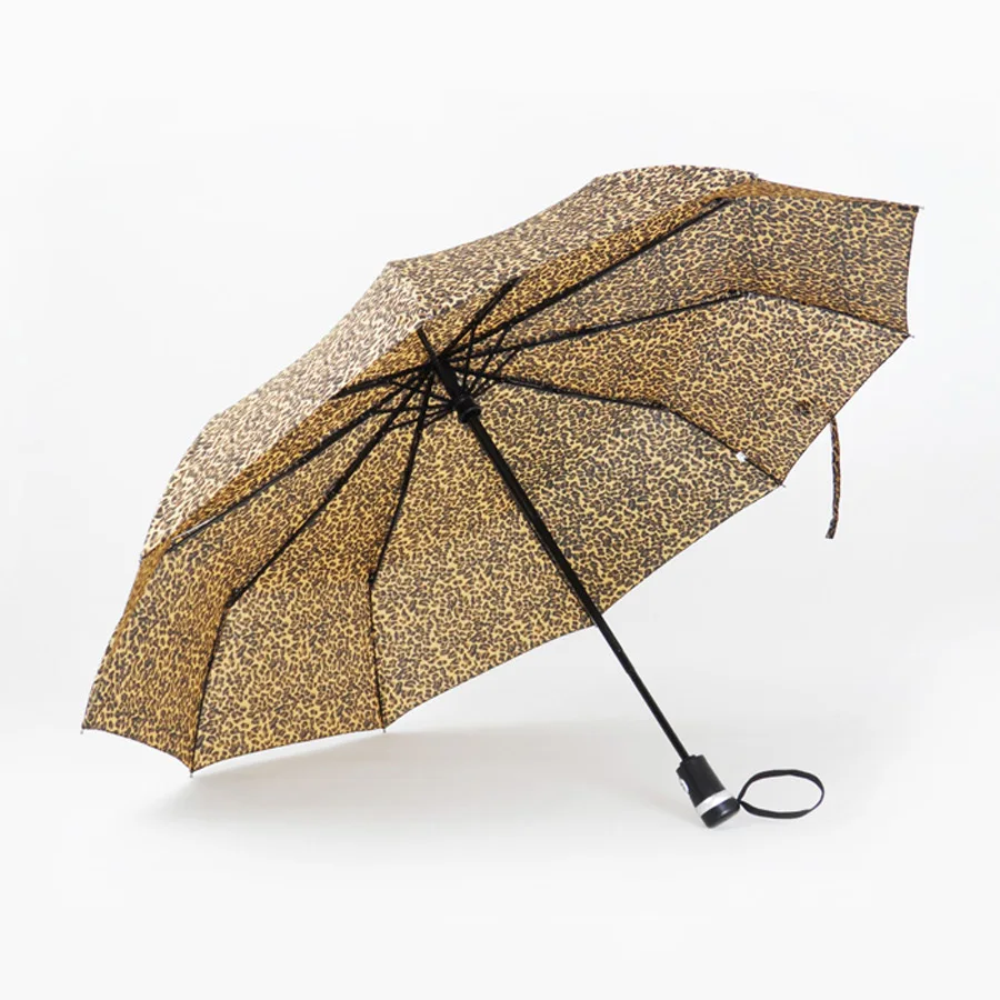 Automatic umbrella Модные ботинки с леопардовым рисунком и Для женщин зонтик с 10 спицами супер ветрозащитный Анти-УФ зонтик роскошный мужской 3 складной автоматический зонт - Цвет: Automatic umbrella