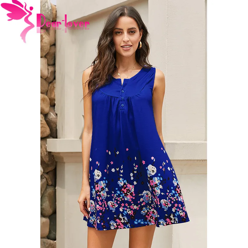 Dear Lover летнее платье женское без рукавов Цветочный сарафан с принтом вырез