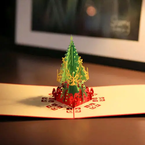 Счастливого Рождества ручной работы с рождественской ёлкой 3D Pop Up складной Новый