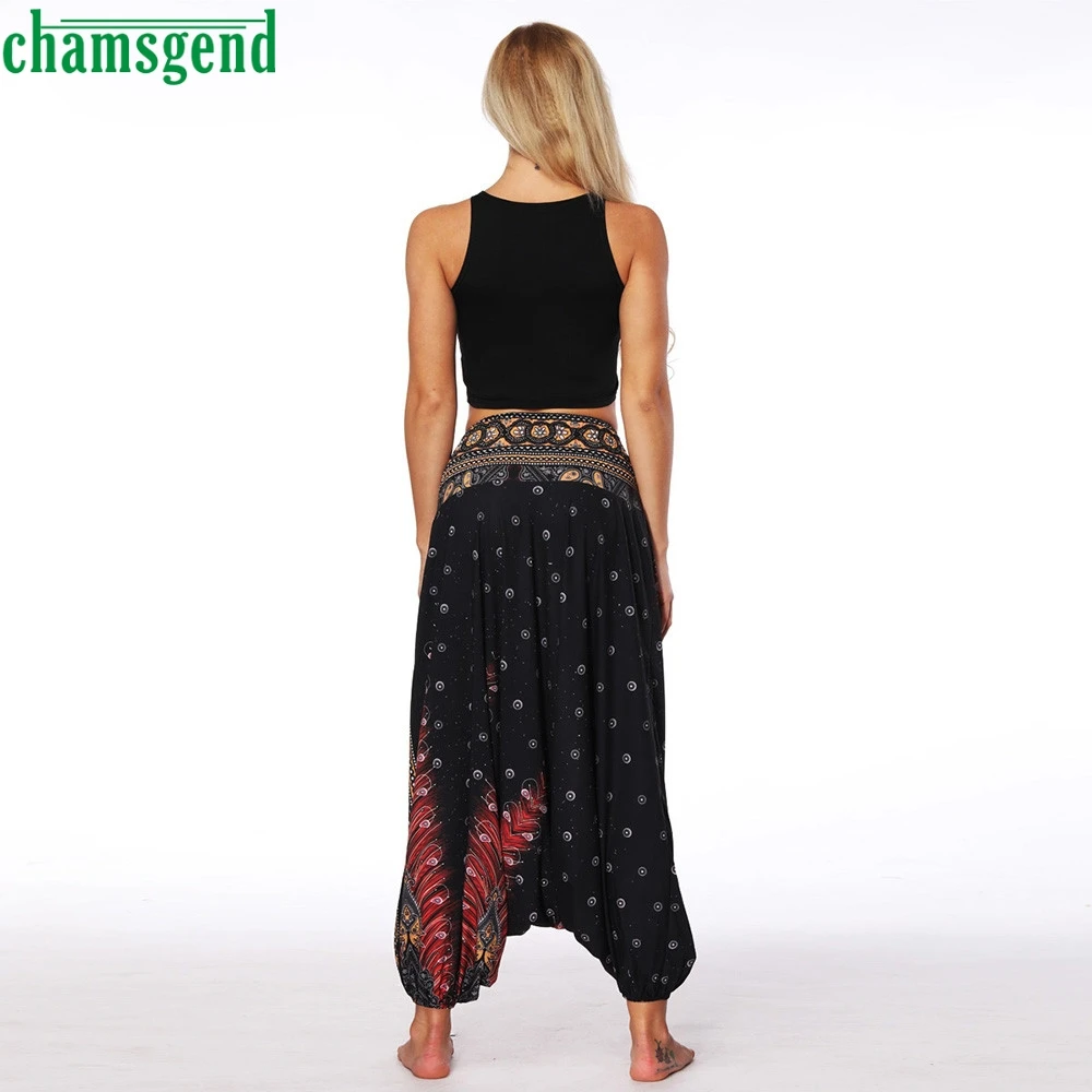 CHAMSGEND, штаны для йоги, летние свободные женские штаны для йоги, повседневные, бохо, Аладдин, комбинезон, штаны-шаровары, быстросохнущие тренировочные брюки