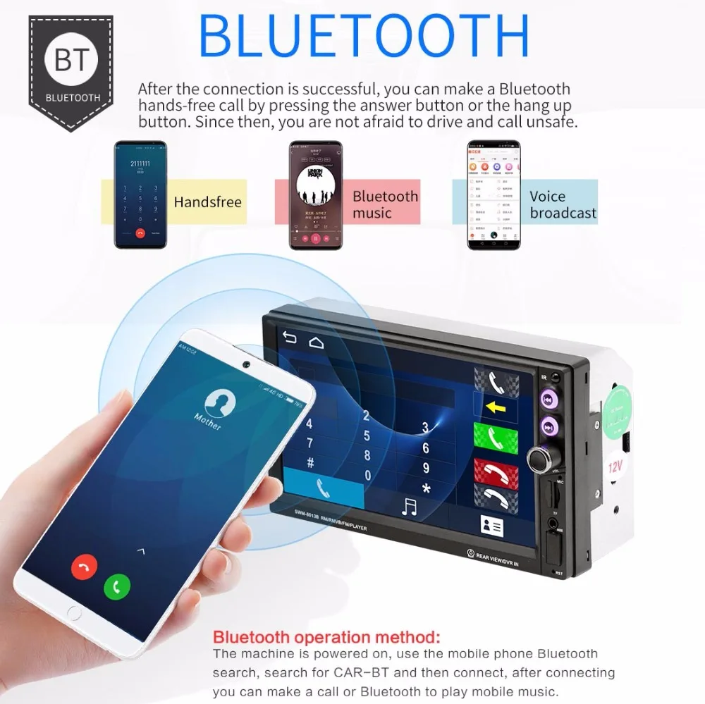 AMPrime автомобильный Радио 2din универсальный мультимедийный плеер 7 &quotBluetooth