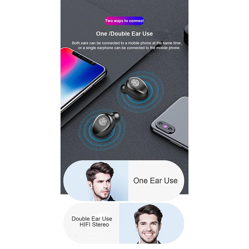 Для TWS V5.0 bluetooth-гарнитура беспроводные наушники для Android мобильного телефона