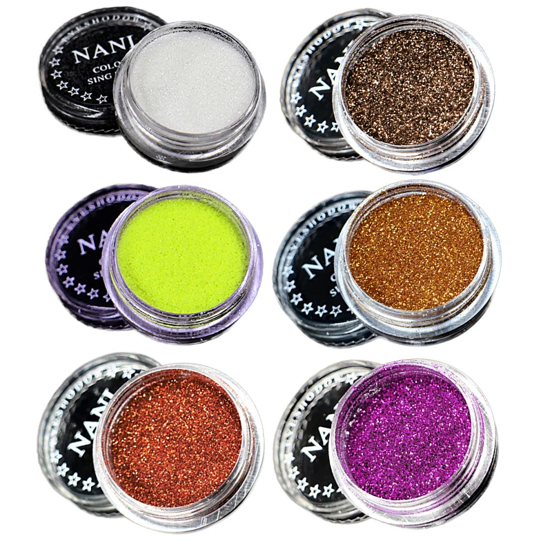 6pcs 1set 2/6 шт./компл. косметика для глаз для губ Уход за кожей лица макияж продолжительный блеск порошок монохромным принтом «глаза» для невесты с жемчужинами Порошковые блестки сияющая макияж - Цвет: 6pcs 1set