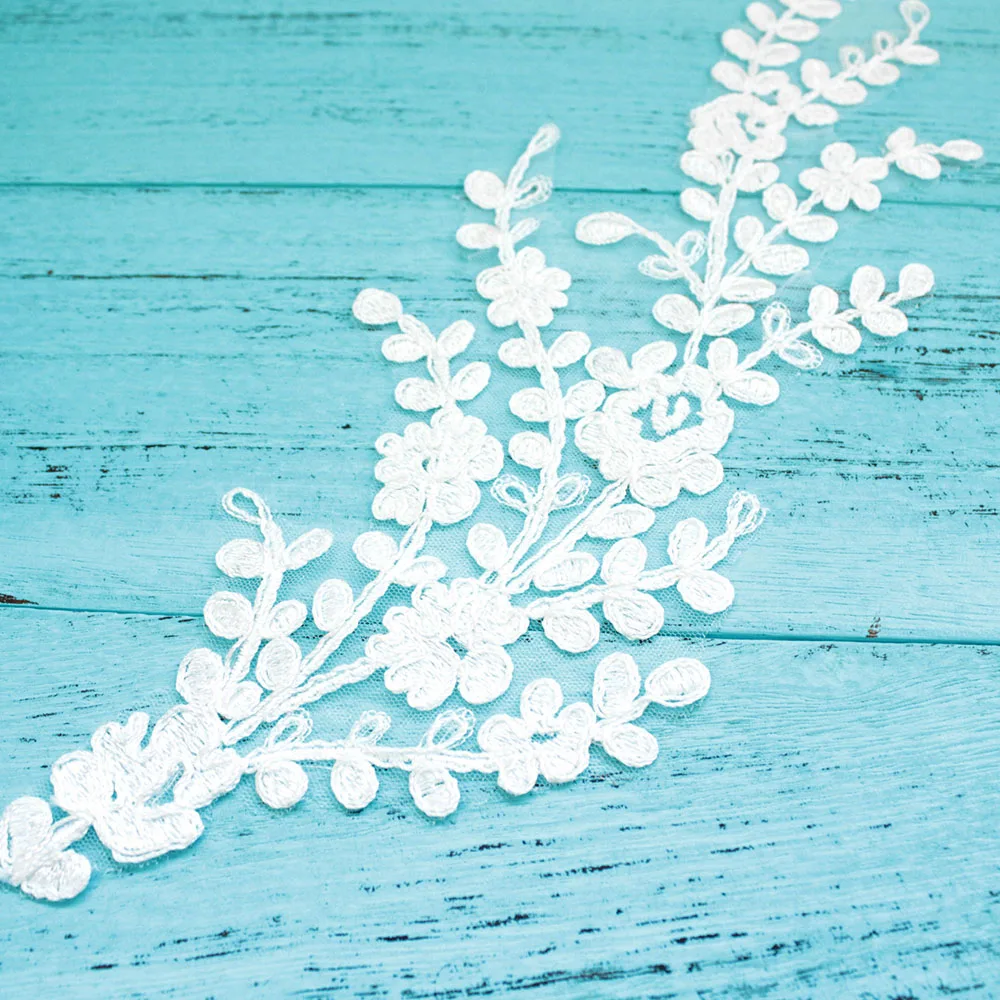 1 пара Кружевная аппликация цвета слоновой кости