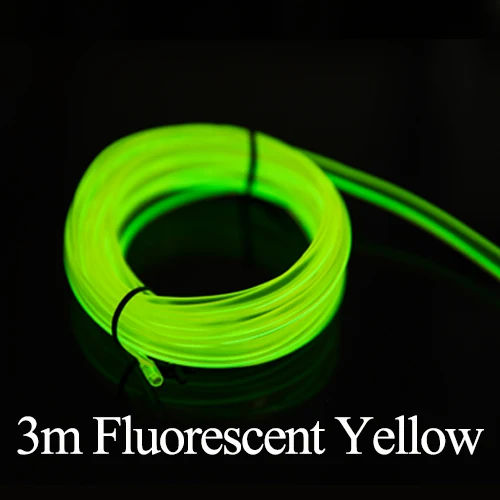 Fluorescent Yellow Бегемот Автомобильная атмосферная лампа, декоративный светильник для интерьера, Светодиодная лента 12 В, 3 м, Гибкий EL Wire, 8 цветов, светильник для окружающей среды - Испускаемый цвет: Fluorescent Yellow