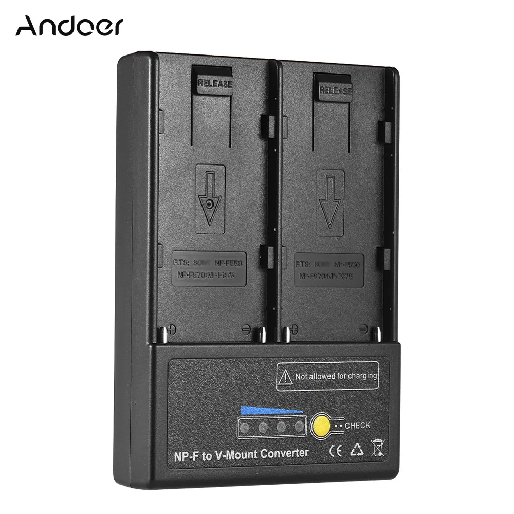 

Переходная пластина Andoer с NP-F на V-mount для аккумулятора с двойным слотом для NP-F550 серии NP-F750 NP-F970